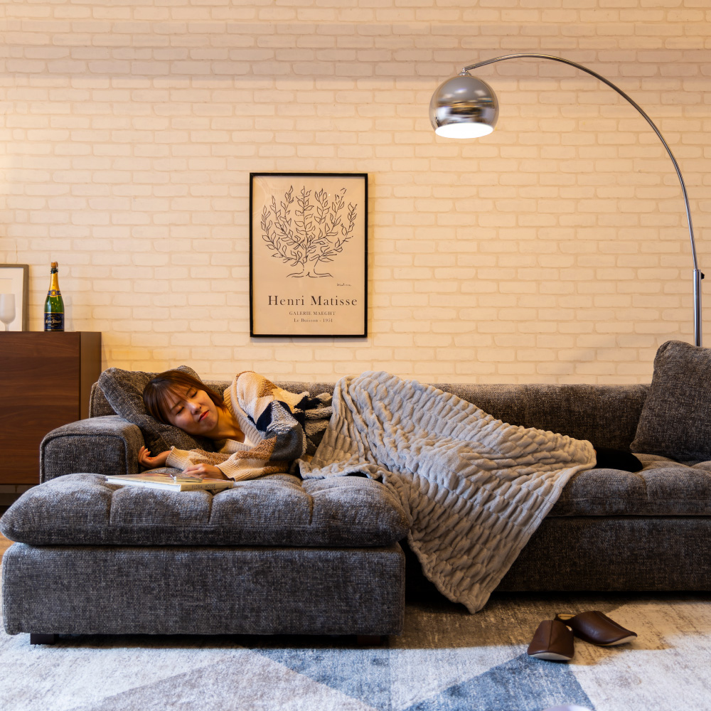 グレーのカウチソファ ロウヤ LOWYA カウチソファ グレー